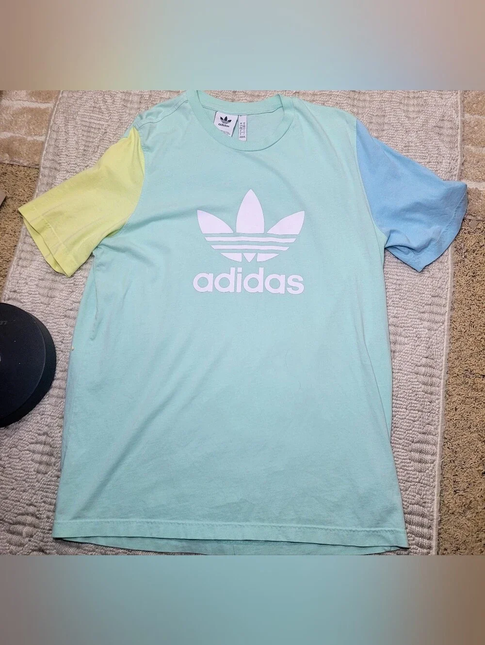 adidas Originals Trefoil Colorblock T-Shirt Mint Green Pastel Yellow Blue